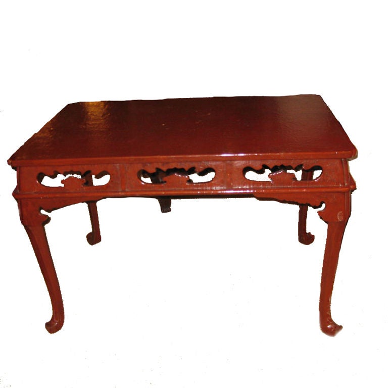 Japanese Style Coffee Table in Red  Lacquered Finish