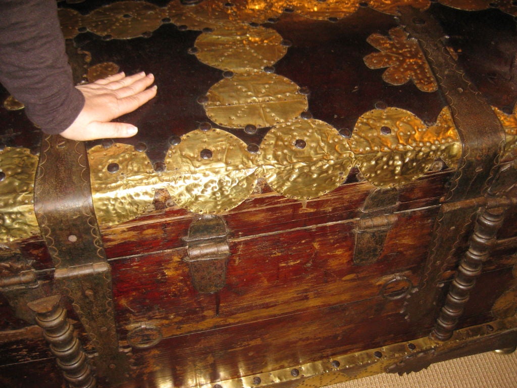 18th Century and Earlier Unusual Ornate Early Trunk