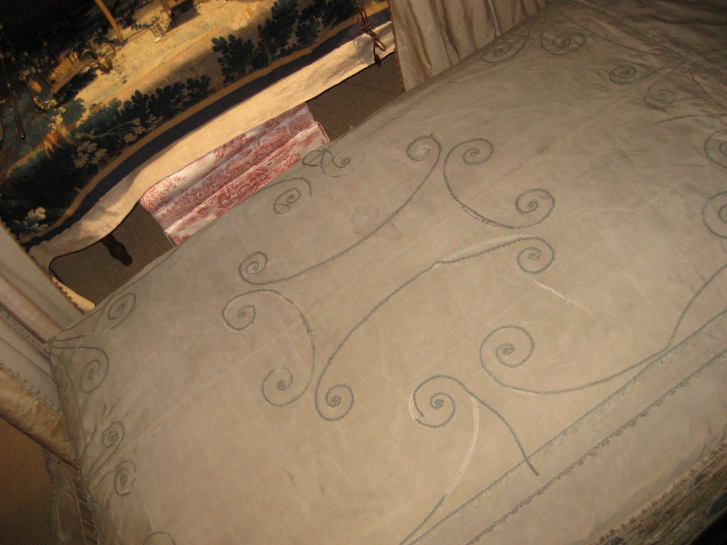 18th C Italian Canopy Bed with 17th C Textiles Museum Quality For Sale 4