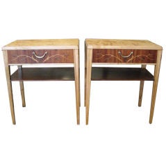 Swedish Mid-Century Modern Inlaid End Tables/Night Stands by SMF