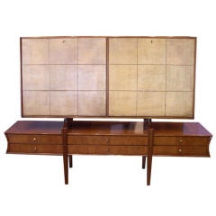 Argentine Mid-Century Bar in Parchment and Mahogany by Bonta
