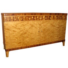 Art Deco Cabinet in Flame Birch and Rosewood by Mjolby Intarsia