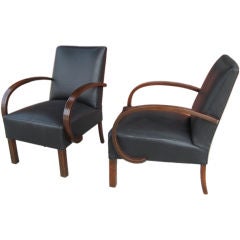 Pair of Swedish Art Moderne Bent Wood Armchairs