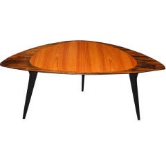 Swedish Mid-Century Modern Side/Coffee Table in Elm and Zebrano