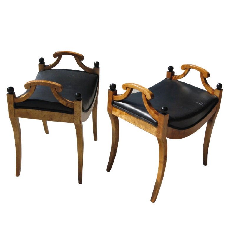 Pair of Swedish Biedermeier Revival Foot Stools