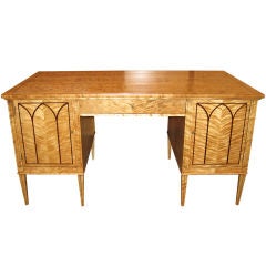 Swedish Art Deco Desk in Highly Figured Flame Birch and Rosewood
