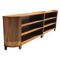 Pair of Swedish Art Moderne Inlaid Bookcases by SMF