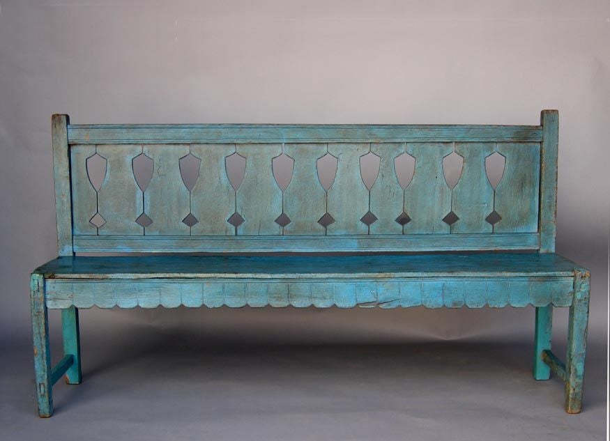 19th c. pine bench from the highlands of Guatemala. Great old paint