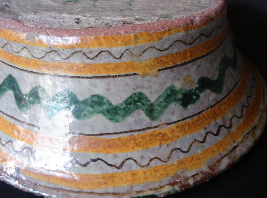 Guatemalan 18th-19th  Century Majolica Ceramic Baptismal Bowl For Sale