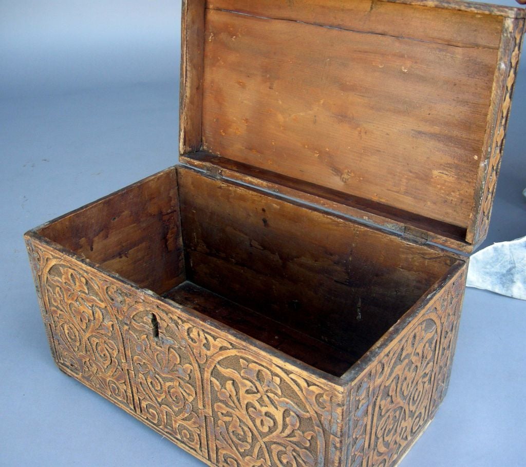 Wood Antique Carved Moroccan Chest