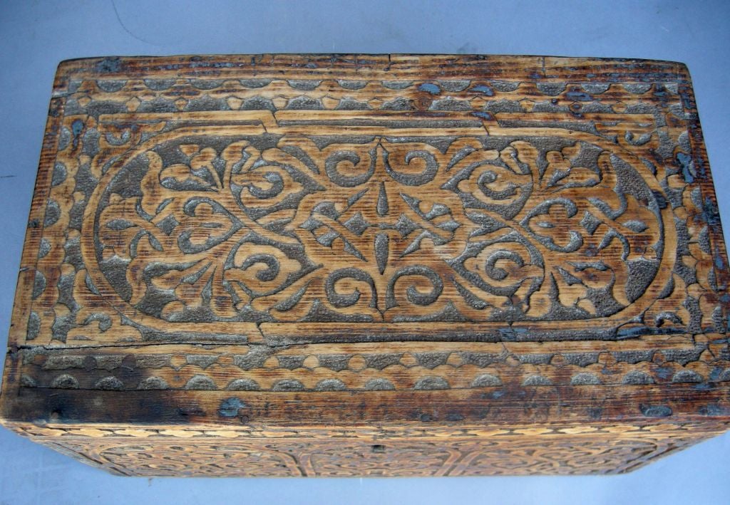 Antique Carved Moroccan Chest 1