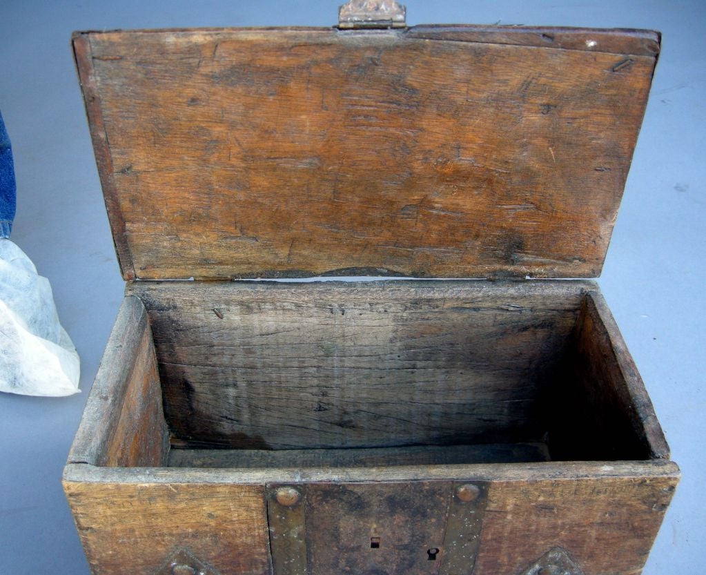 Antique Touareg chest with metal decoration and lock, from Morocco