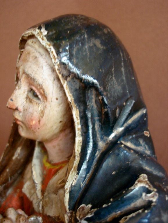 18th Century Antique Spanish Colonial Saint/Virgin - Lady Of Sorrow 1