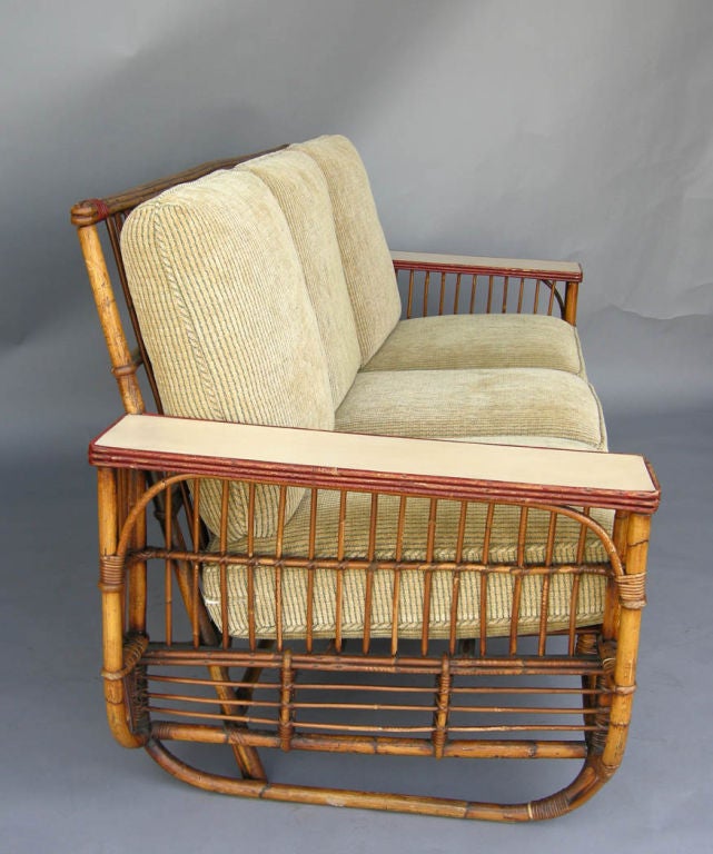 1930's Art Deco Bamboo Sofa and Chairs Lounge Set