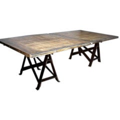 Antique Oak Floor and Iron Table