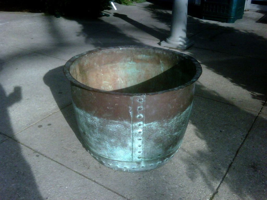 18th C English Overscale Verdigris Log Bin