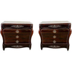 A Pair of Finely Inlaid Spanish Rosewood Commodes