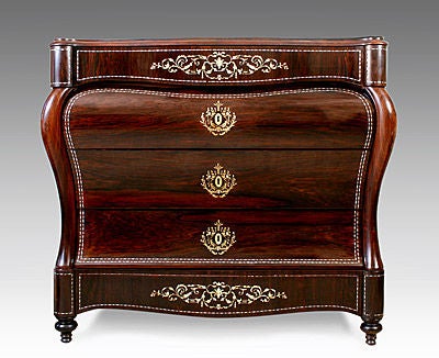 A Pair of Finely Inlaid Spanish Rosewood Commodes