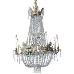 Stunning Neoclassical Bronze and Crystal Chandelier