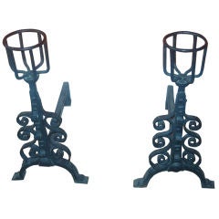 English Basket Top Andirons