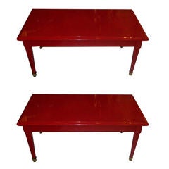 A pair of Directoire Style Red Lacquered CoffeeTables