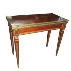 Neoclassical Style Gaming Table with Leather Insert