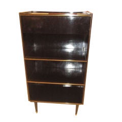 Ebonized Open Bookcase on Tapered Legs with Bronze Inserts