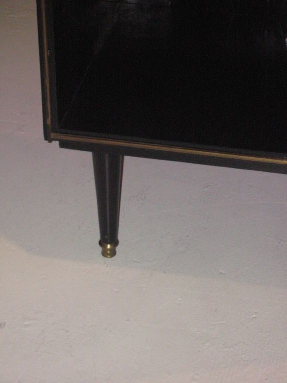 Ebonized Open Bookcase on Tapered Legs with Bronze Inserts