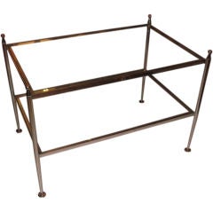 Silver-plated two-tiered, glass-top coffee table