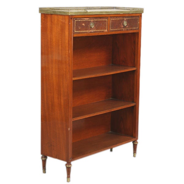 Louis XVI Style Open Bookcase w.  Brass Gallery