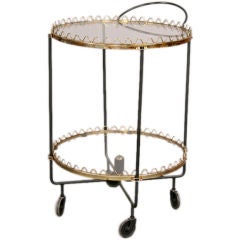 Brass and Iron Bar Cart in the Royere Manner