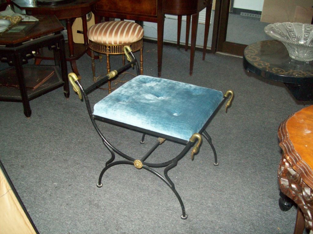 Pair Of Iron and Brass Swan Benches