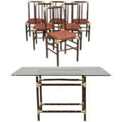 Faux Bamboo Dining Table and Chairs in the Billy Haines Manner