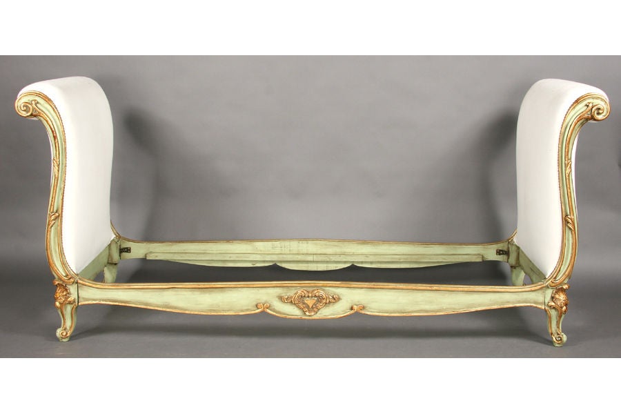 Magnificent  Rococo Style giltwood and  painted day bed