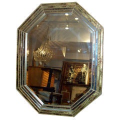 Octagonal Mirror with inset faux-tortoise motif