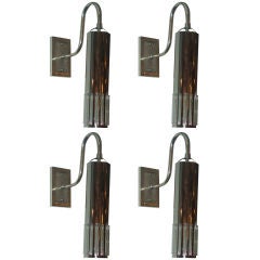 A set of four chrome Art Deco style sconces
