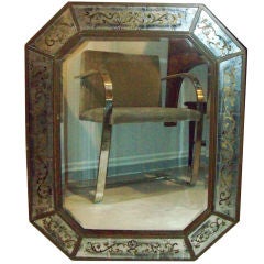 Octagonal Reverse-Painted Mirror