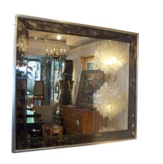 Smoked-Glass Mirror with Silver-Leaf Frame