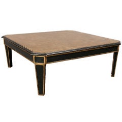 Jansen Ebonized Coffee Table with Original Gilt Eglomise Top