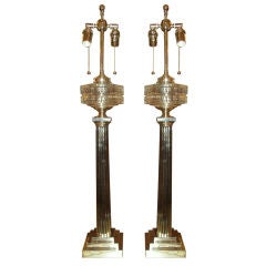 Pair of Silver-Plated Oversized Table Lamps