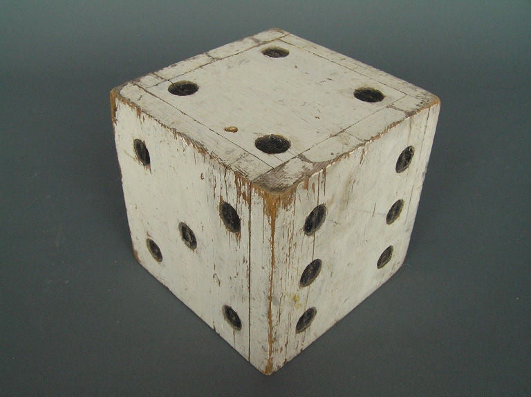Folk Art Painted Wooden Pair of Dice