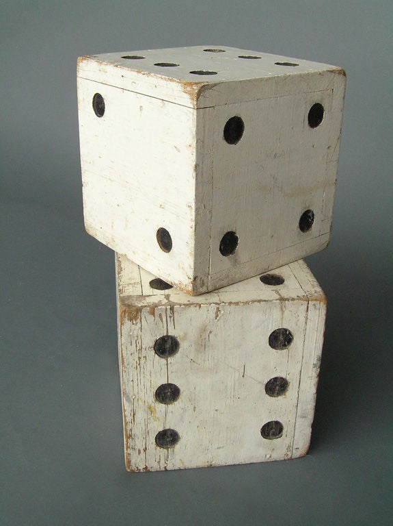 American Painted Wooden Pair of Dice