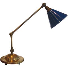 Vintage Arredoluce Brass and Enamel Desk Lamp (Signed)