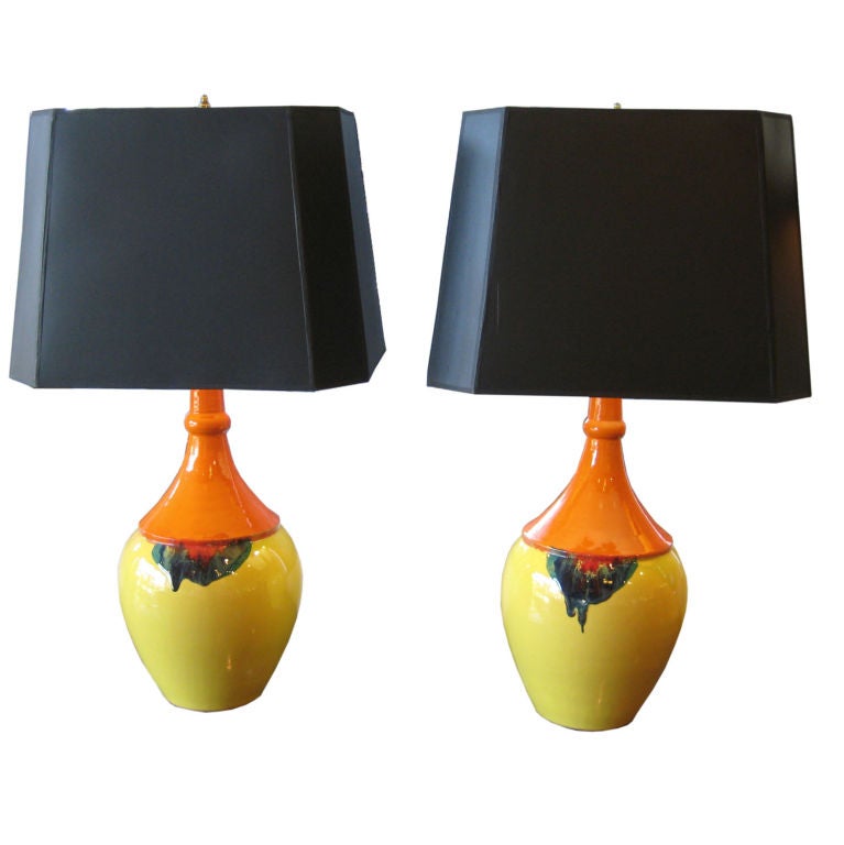 Pair Large Bjorn Wiinblad Ceramic Table Lamps