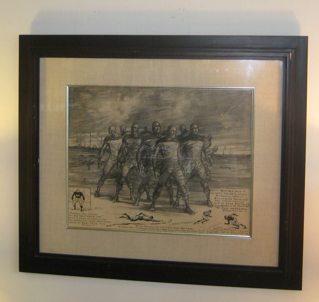 1912 Columbia University Football Illustration by Burris Jenkins In Good Condition For Sale In Brooklyn, NY