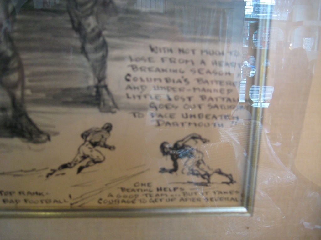 American 1912 Columbia University Football Illustration by Burris Jenkins For Sale