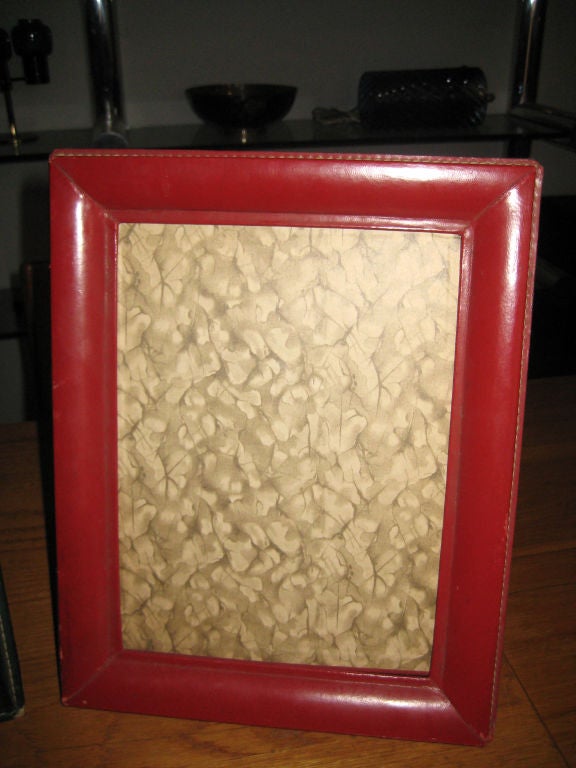 Mid-20th Century Two French Hand-Stitched Leather Picture Frames