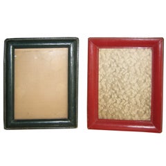 Two French Hand-Stitched Leather Picture Frames