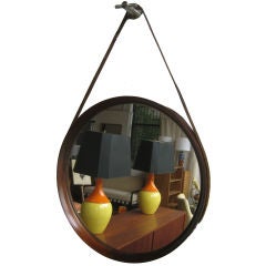 Italian Mahogany Mirror with Leather Strap