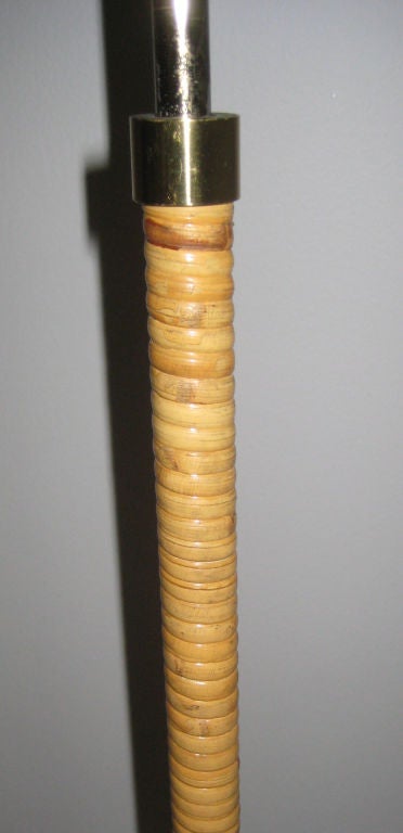 Paavo Tynell Brass and Cane Floor Lamp